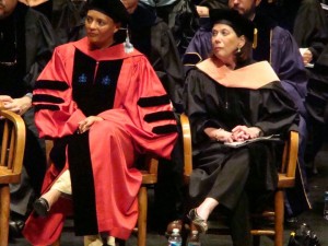 Assistant Dean Mebane and Dean Rimer at commencement for the UNC Gillings School of Global Public Health
